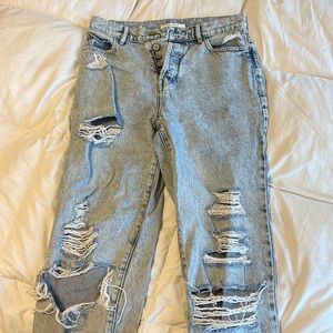 Pacsun high rise straight denim light distressed wash- size 25